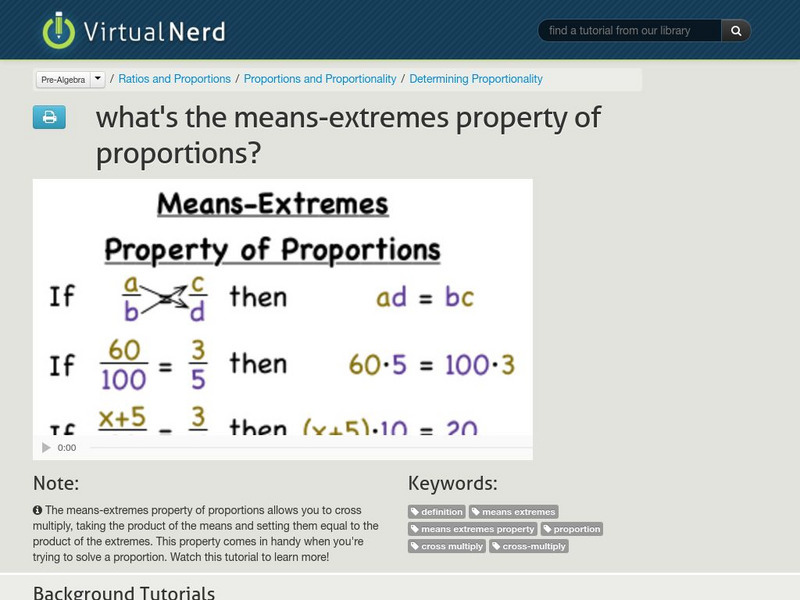Virtual Nerd: What's the Means Extremes Property of Proportions? Instructional Video
