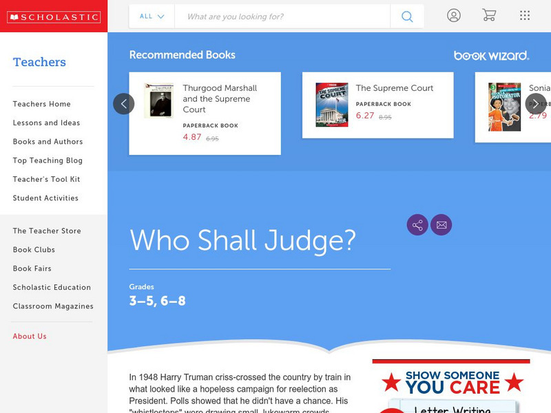 Scholastic: Who Shall Judge? Activity Scholastic: Who Shall Judge? Activity