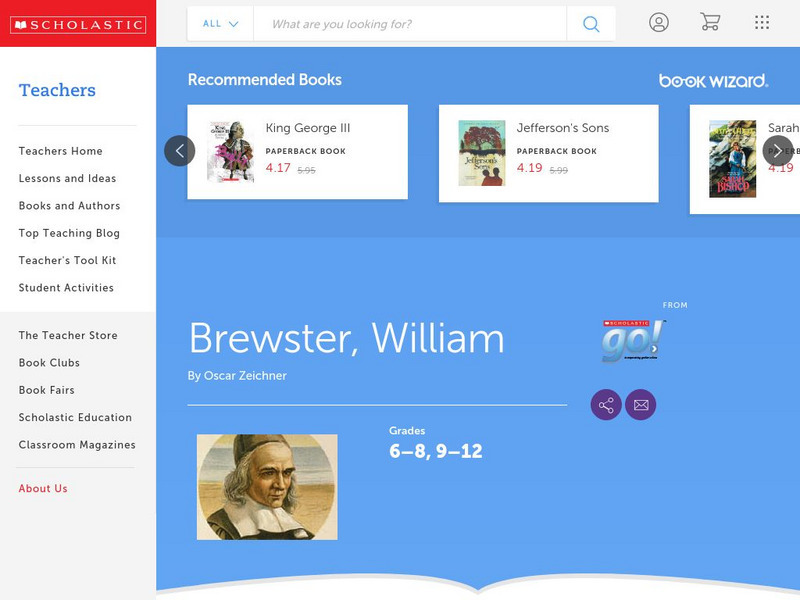 Scholastic: Pilgrim Elder William Brewster Website Scholastic: Pilgrim Elder William Brewster Website