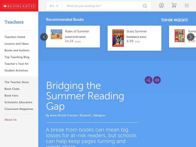 Scholastic: Teachers: Bridging the Summer Reading Gap Website Scholastic: Teachers: Bridging the Summer Reading Gap Website