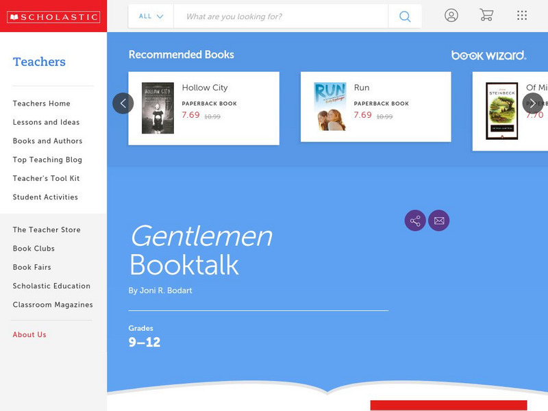 Scholastic: Discussion Guide: Gentlemen Booktalk Lesson Plan