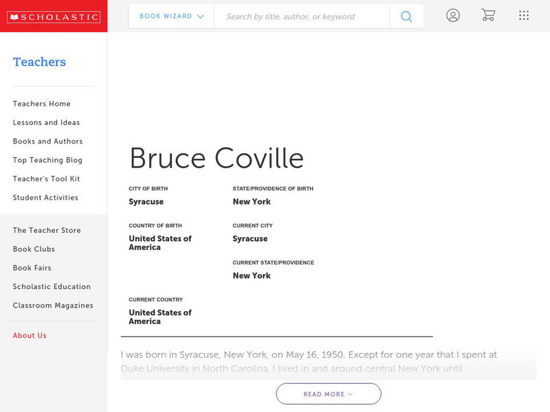 Scholastic: Biography: Bruce Coville Handout Scholastic: Biography: Bruce Coville Handout