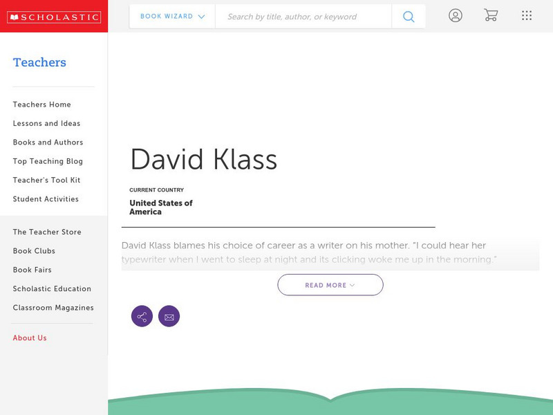 Scholastic: Biography: David Klass Handout Scholastic: Biography: David Klass Handout