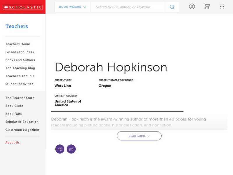 Scholastic: Biography: Deborah Hopkinson Handout Scholastic: Biography: Deborah Hopkinson Handout