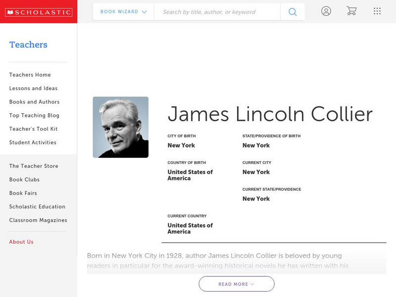 Scholastic: Biography: James Lincoln Collier Handout Scholastic: Biography: James Lincoln Collier Handout
