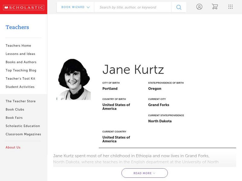 Scholastic: Biography: Jane Kurtz Handout Scholastic: Biography: Jane Kurtz Handout