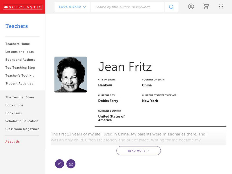 Scholastic: Biography: Jean Fritz Handout Scholastic: Biography: Jean Fritz Handout