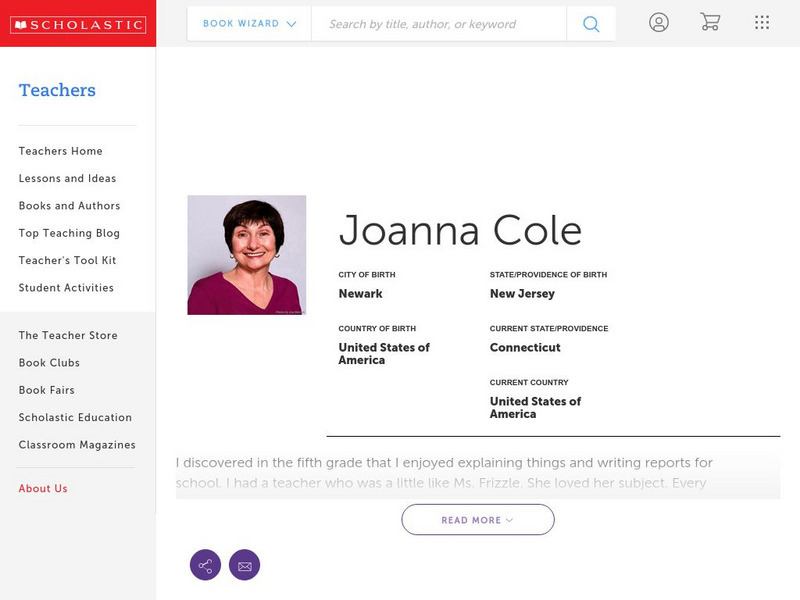 Scholastic: Joanna Cole's Biography Handout Scholastic: Joanna Cole's Biography Handout