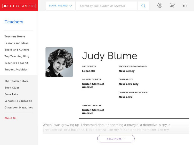 Scholastic: Judy Blume's Biography Handout Scholastic: Judy Blume's Biography Handout
