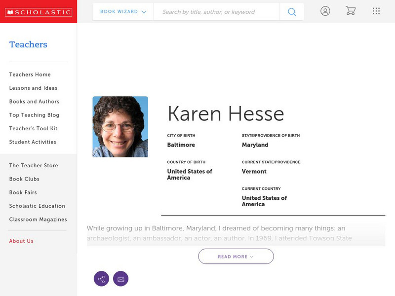 Scholastic: Karen Hesse's Biography Handout Scholastic: Karen Hesse's Biography Handout