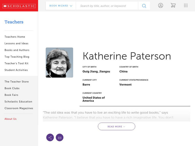 Scholastic: Katherine Paterson's Biography Handout Scholastic: Katherine Paterson's Biography Handout