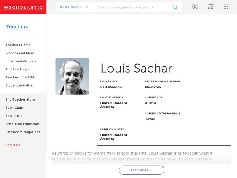 Scholastic: Louis Sachar's Biography Handout Scholastic: Louis Sachar's Biography Handout