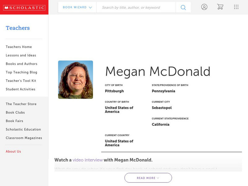Scholastic: Biography: Megan Mc Donald Handout Scholastic: Biography: Megan Mc Donald Handout
