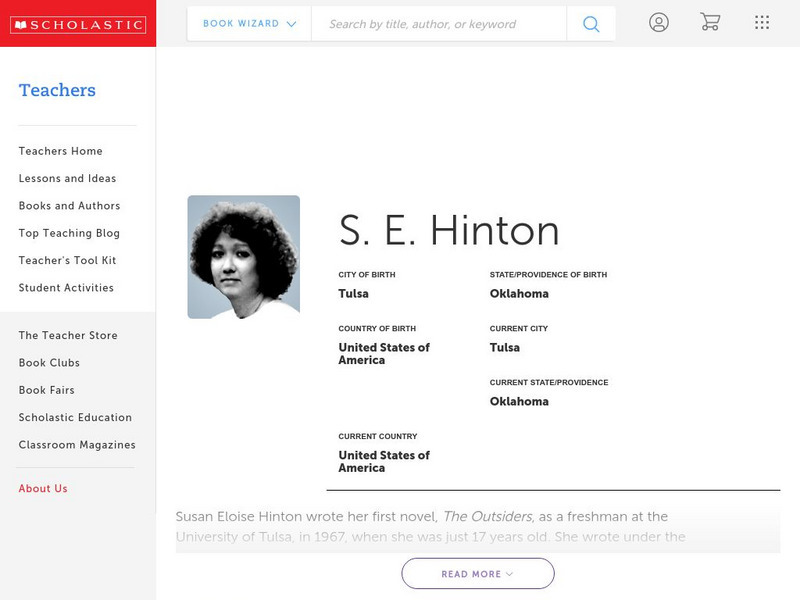 Scholastic: Biography: S. E. Hinton Handout Scholastic: Biography: S. E. Hinton Handout