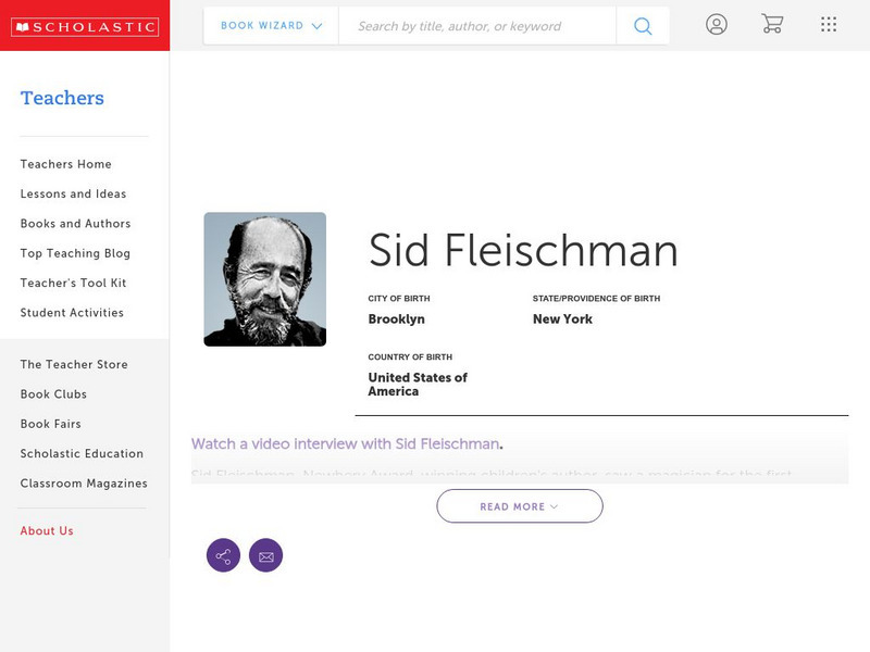 Scholastic: Sid Fleischman's Biography Handout Scholastic: Sid Fleischman's Biography Handout