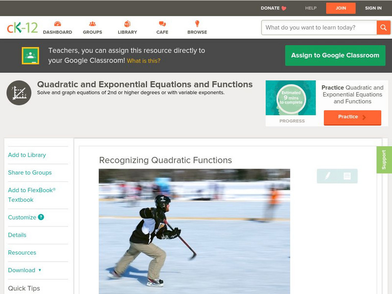 Ck 12: Algebra: Quadratic Functions and Equations Unit Plan Ck 12: Algebra: Quadratic Functions and Equations Unit Plan