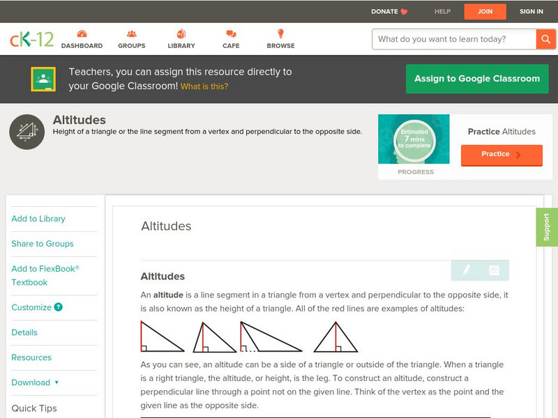 Ck 12: Geometry: Altitudes Intermediate Unit Plan Ck 12: Geometry: Altitudes Intermediate Unit Plan