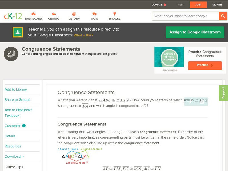 Ck 12: Geometry: Congruence Statements Unit Plan Ck 12: Geometry: Congruence Statements Unit Plan
