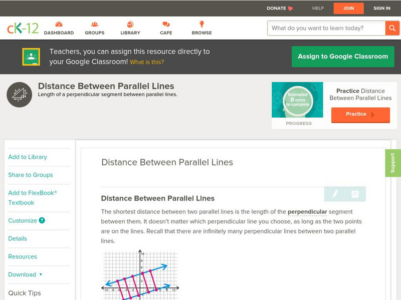 Ck 12: Geometry: Distance Between Parallel Lines Unit Plan Ck 12: Geometry: Distance Between Parallel Lines Unit Plan
