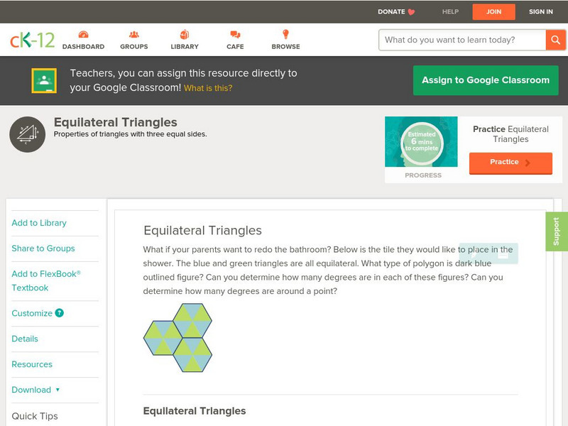 Ck 12: Geometry: Equilateral Triangles Unit Plan Ck 12: Geometry: Equilateral Triangles Unit Plan