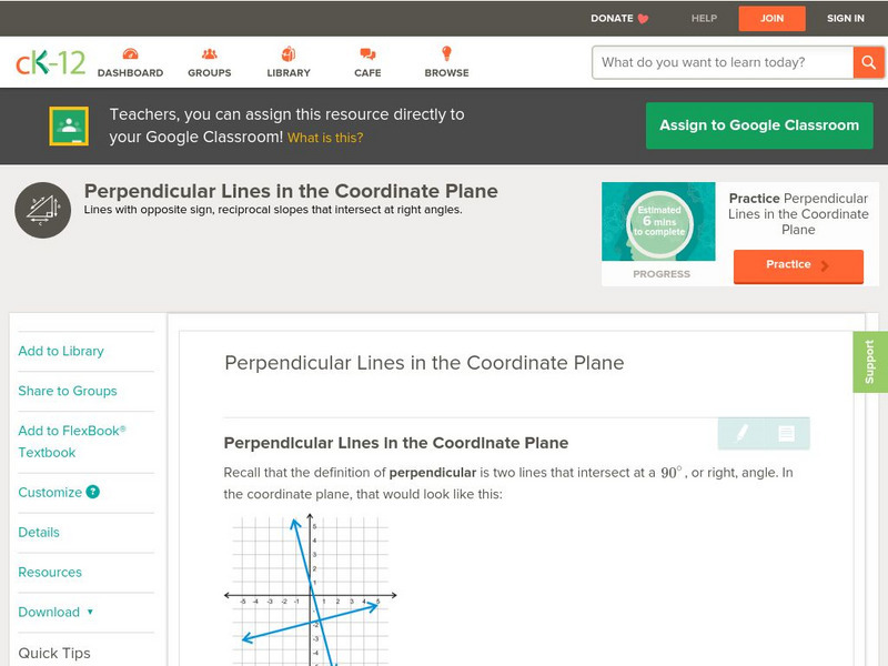 Ck 12: Geometry: Perpendicular Lines in the Coordinate Plane Unit Plan Ck 12: Geometry: Perpendicular Lines in the Coordinate Plane Unit Plan