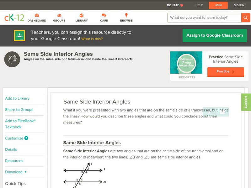 Ck 12: Geometry: Same Side Interior Angles Unit Plan