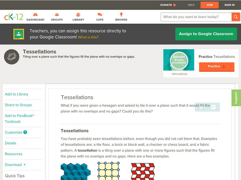 Ck 12: Geometry: Tessellations Grades 9 10 Unit Plan