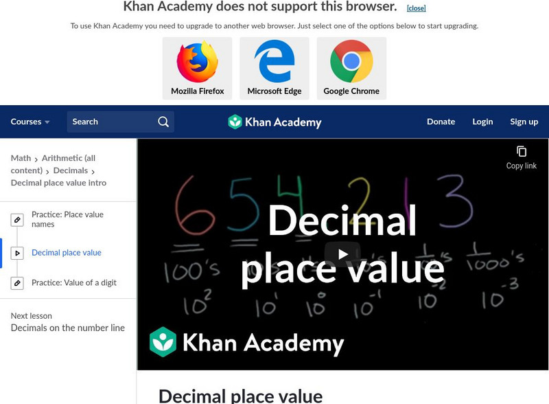 Khan academy decimal place value instructional video for 4th 6th
