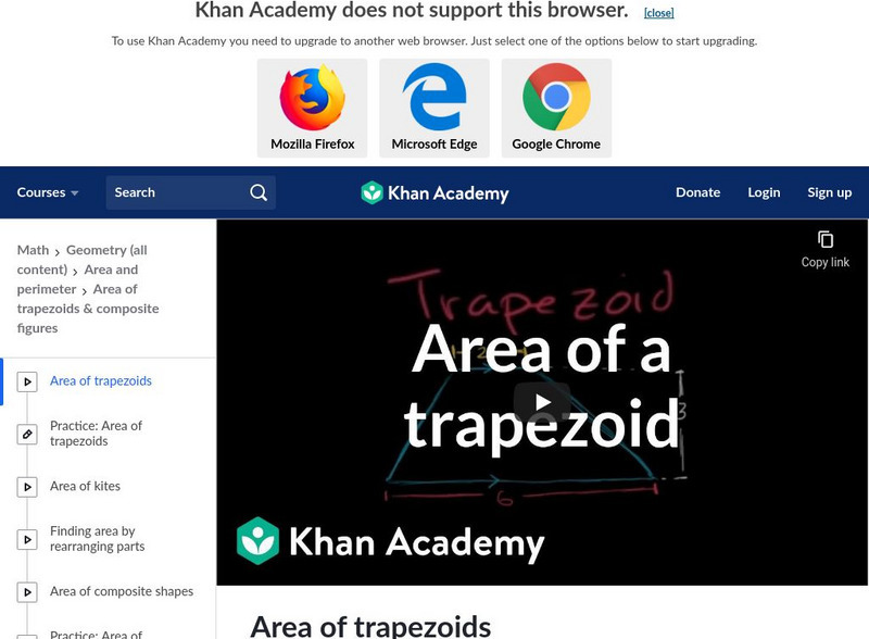 Khan Academy: Area of Trapezoids Instructional Video Khan Academy: Area of Trapezoids Instructional Video