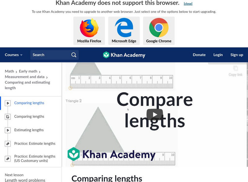 Khan Academy: Comparing Lengths Instructional Video