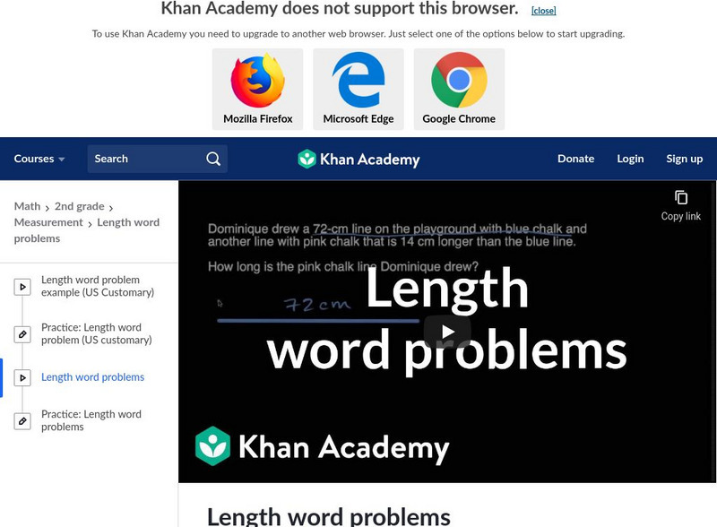 Khan Academy: Length Word Problems Instructional Video Khan Academy: Length Word Problems Instructional Video