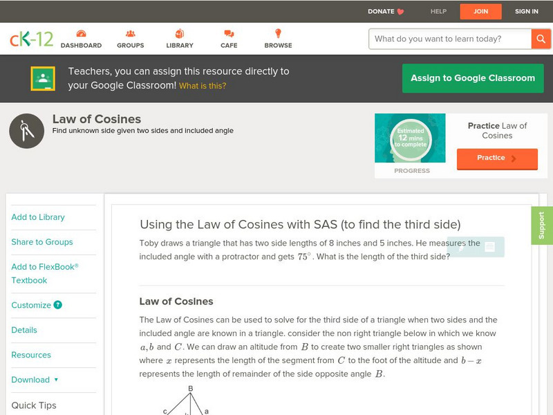 Ck 12: Trigonometry: Sides of an Oblique Triangle Unit Plan Ck 12: Trigonometry: Sides of an Oblique Triangle Unit Plan