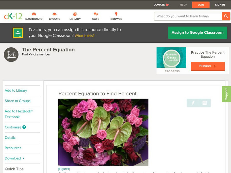 Ck 12: Arithmetic: Percent Equation to Find Percent Grade 7 Unit Plan