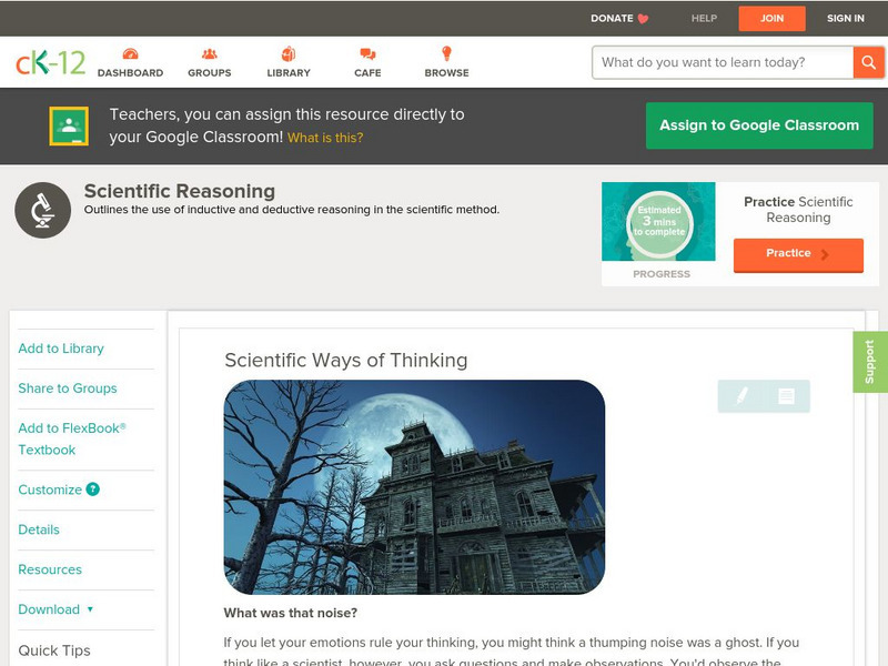 Ck 12: Biology: Scientific Thinking Unit Plan Ck 12: Biology: Scientific Thinking Unit Plan