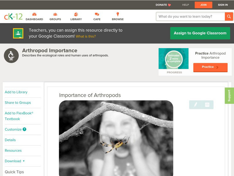 Ck 12: Life Science: Importance of Arthropods Unit Plan Ck 12: Life Science: Importance of Arthropods Unit Plan