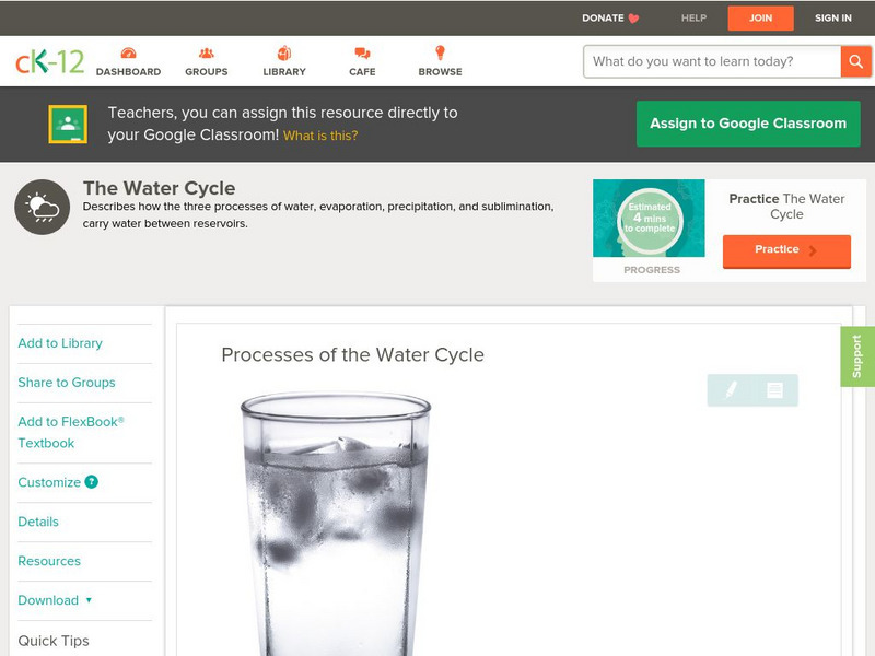 Ck 12: Earth Science: Processes of the Water Cycle Unit Plan Ck 12: Earth Science: Processes of the Water Cycle Unit Plan