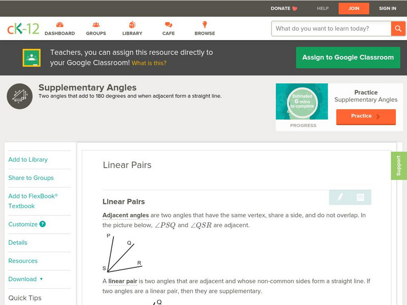 Ck 12: Geometry: Linear Pairs Unit Plan Ck 12: Geometry: Linear Pairs Unit Plan