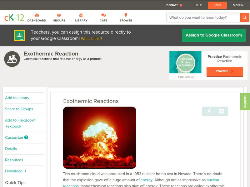 Ck 12: Physical Science: Exothermic Reactions Unit Plan Ck 12: Physical Science: Exothermic Reactions Unit Plan