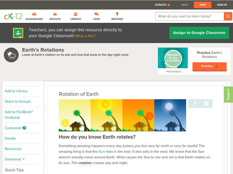 Ck 12: Earth Science: Rotation of Earth Unit Plan Ck 12: Earth Science: Rotation of Earth Unit Plan