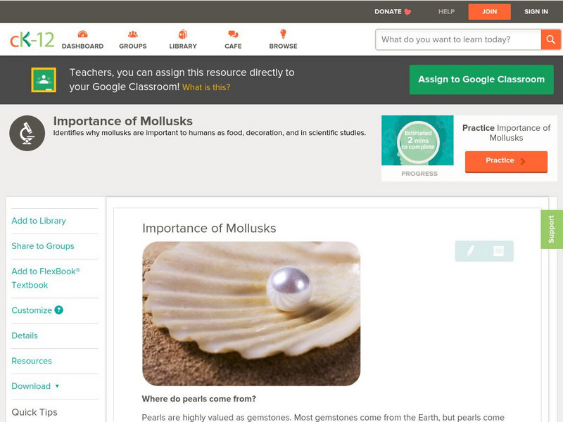 Ck 12: Life Science: Importance of Mollusks Unit Plan Ck 12: Life Science: Importance of Mollusks Unit Plan