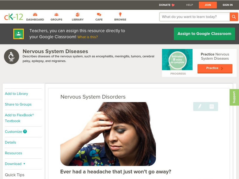 Ck 12: Biology: Nervous System Disorders Unit Plan Ck 12: Biology: Nervous System Disorders Unit Plan