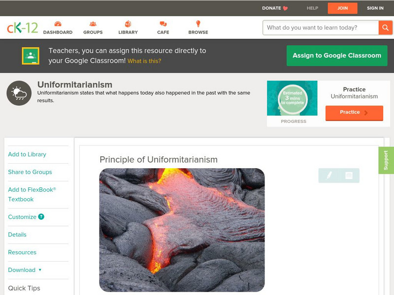 Ck 12: Earth Science: Principle of Uniformitarianism Unit Plan Ck 12: Earth Science: Principle of Uniformitarianism Unit Plan