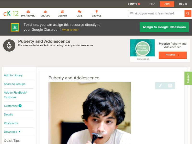 Ck 12: Life Science: Puberty and Adolescence Unit Plan