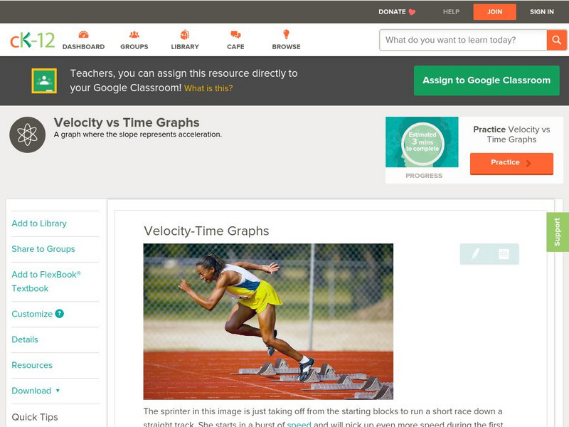 Ck 12: Physical Science: Velocity Time Graphs Unit Plan Ck 12: Physical Science: Velocity Time Graphs Unit Plan