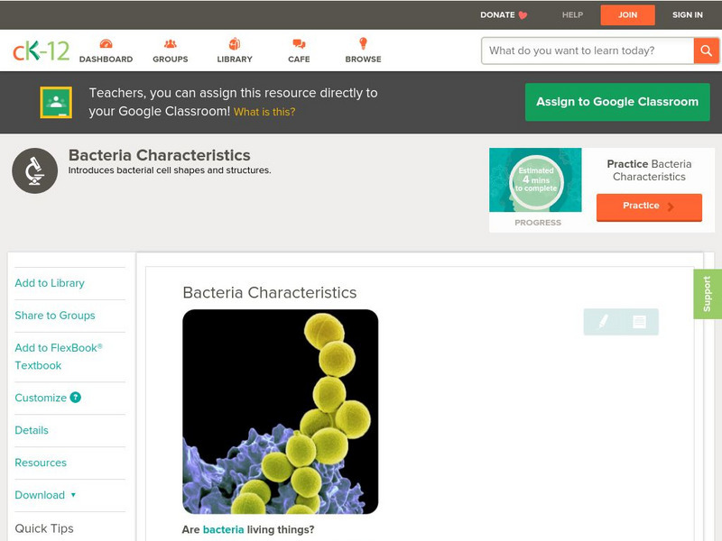 Ck 12: Life Science: Bacteria Characteristics Unit Plan Ck 12: Life Science: Bacteria Characteristics Unit Plan