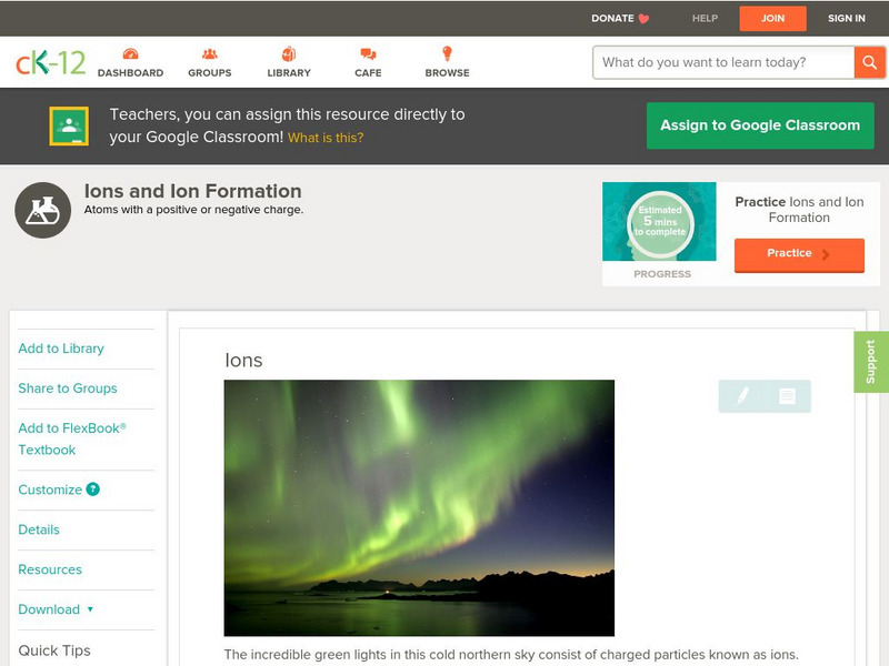 Ck 12: Physical Science: Ions Unit Plan Ck 12: Physical Science: Ions Unit Plan