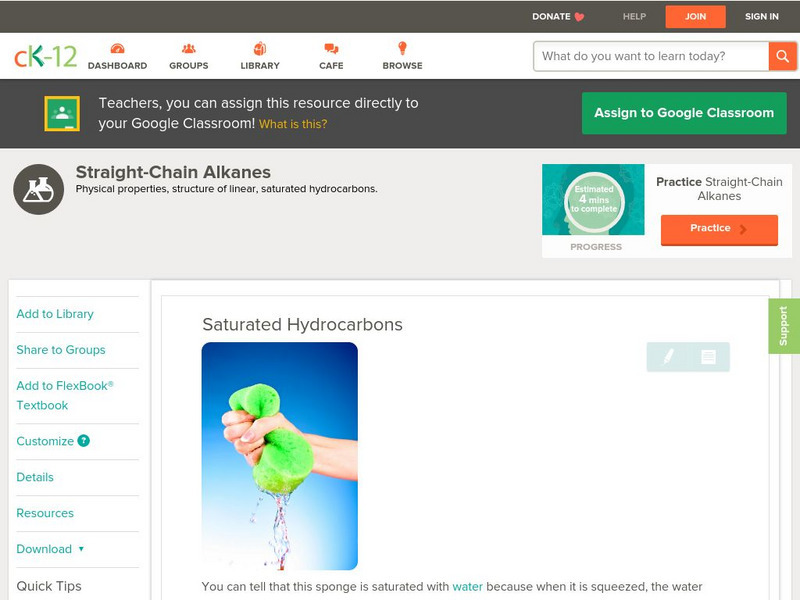 Ck 12: Physical Science: Saturated Hydrocarbons Unit Plan