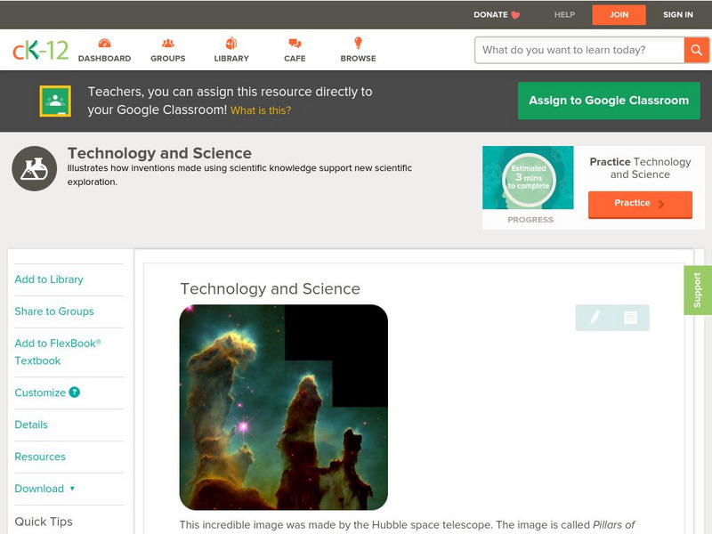 Ck 12: Physical Science: Technology and Science Unit Plan Ck 12: Physical Science: Technology and Science Unit Plan
