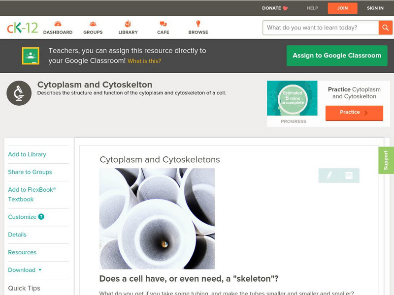 Ck 12: Biology: Cytoplasm and Cytoskeletons Unit Plan