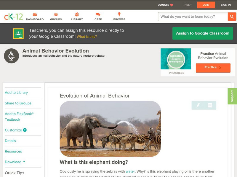 Ck 12: Biology: Evolution of Animal Behavior Unit Plan Ck 12: Biology: Evolution of Animal Behavior Unit Plan